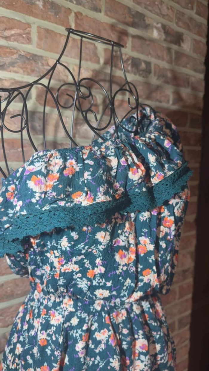 Robe verte à fleurs une épaule pimkie taille S/36 - photo numéro 8