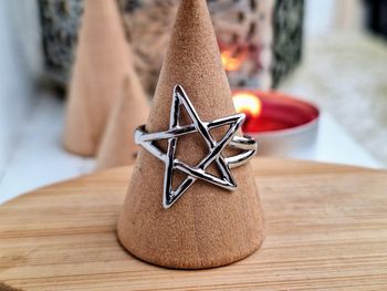 Bague ouverte argentée en forme L'Etoile en Acier Inoxydable Bague de fiançailles