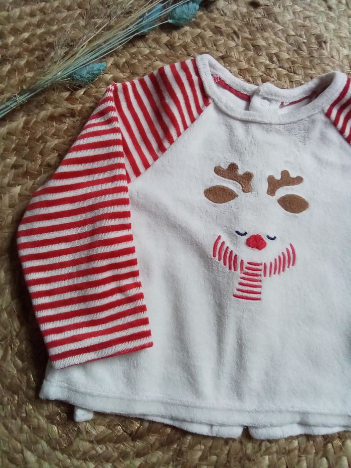 Pyjama 2 pièces en velours rayé thème Noël Obaibi taille 9 mois - photo numéro 4