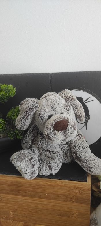 Nicotoy doudou peluche chien blanc marron gris chiné doux Brun Fourrure simba toys