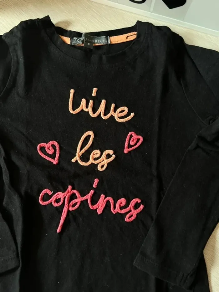 T shirt longues manches noir 4 ans - photo numéro 2