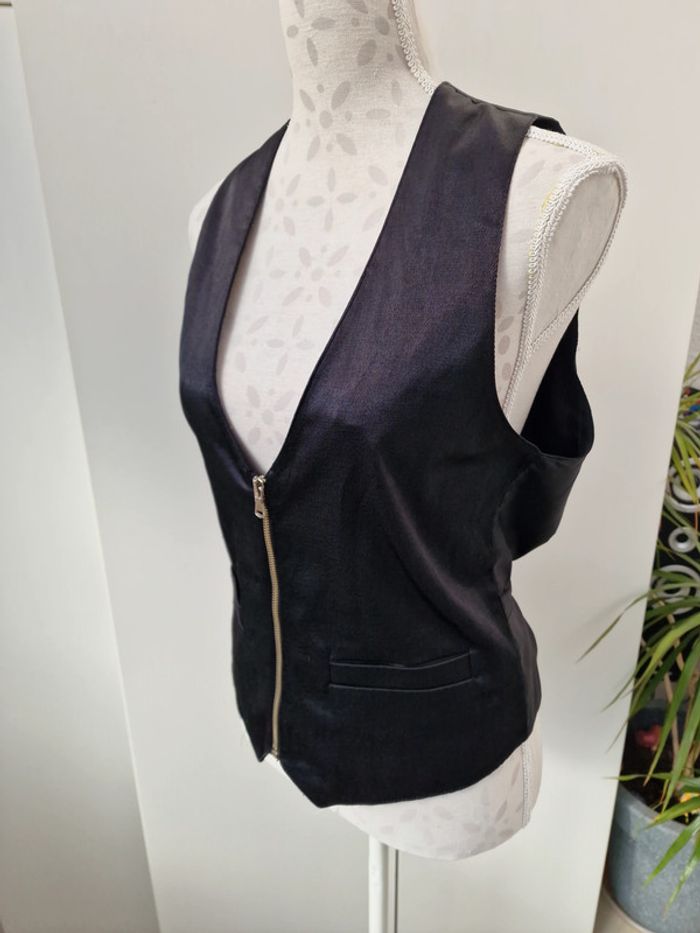 Gilets De Costume Noir Avec Zip - photo numéro 3