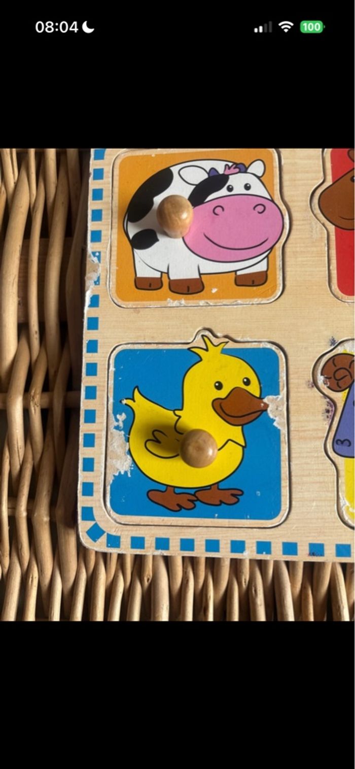 Puzzle animaux en bois état satisfaisant Quelque trace usure - photo numéro 3