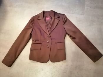 Veste Taille 2 et pantalon Taille 36 marron en satin La City