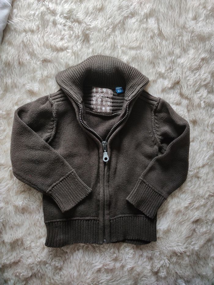 Gilet zippé marron 2-3 ans