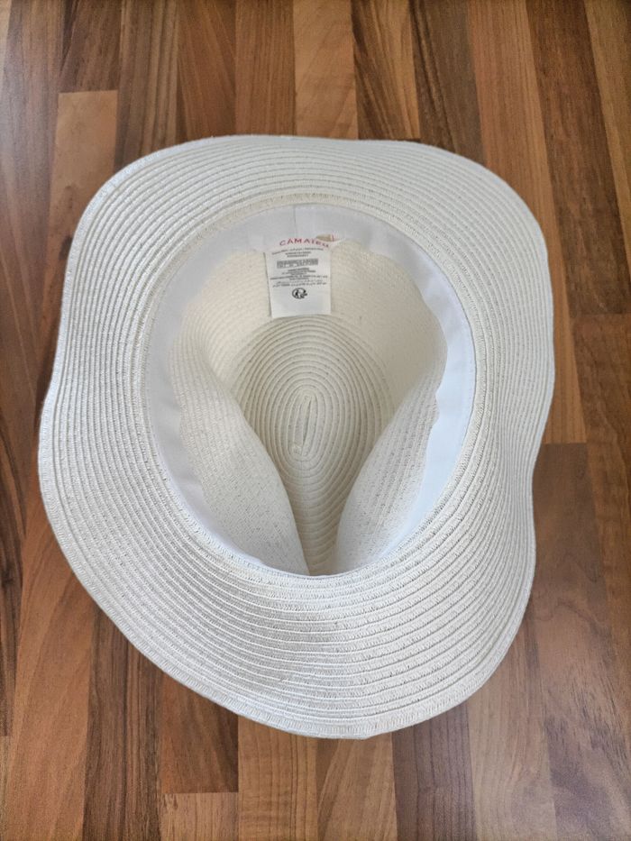 Jolie chapeau blanc et moutarde avec quelques coquillages doré Camaïeu L - photo numéro 6