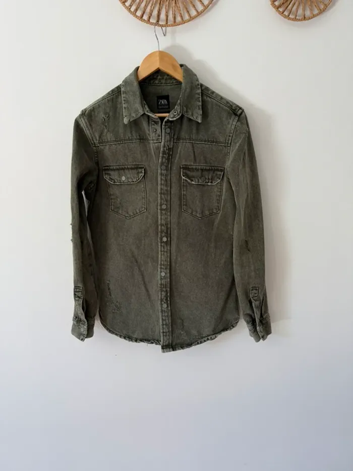 Sur chemise Zara jean kaki