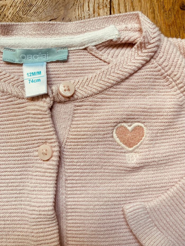 Gilet rose tendre Obaibi 12 mois - photo numéro 3