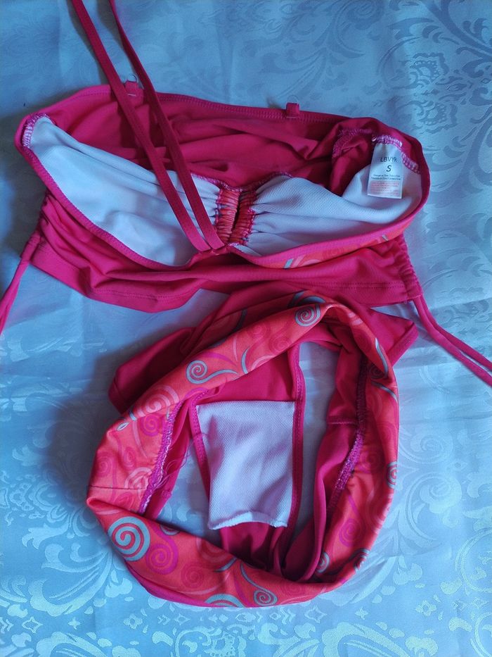 Maillot de bain 2 pièces rose et orange Taille S - photo numéro 2