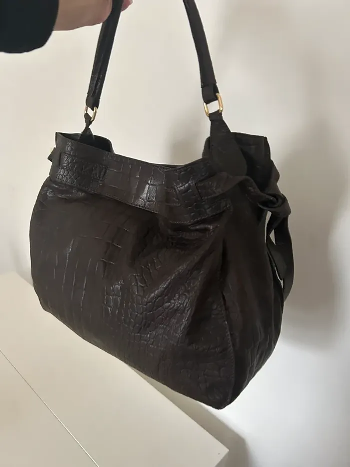 Colisée by manfield sac en cuir marron - photo numéro 5
