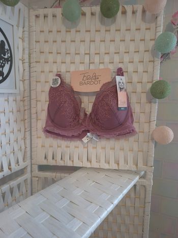 🌸joli  soutien-gorge Brigitte Bardot  dentelle & plumetis femme 95c 
