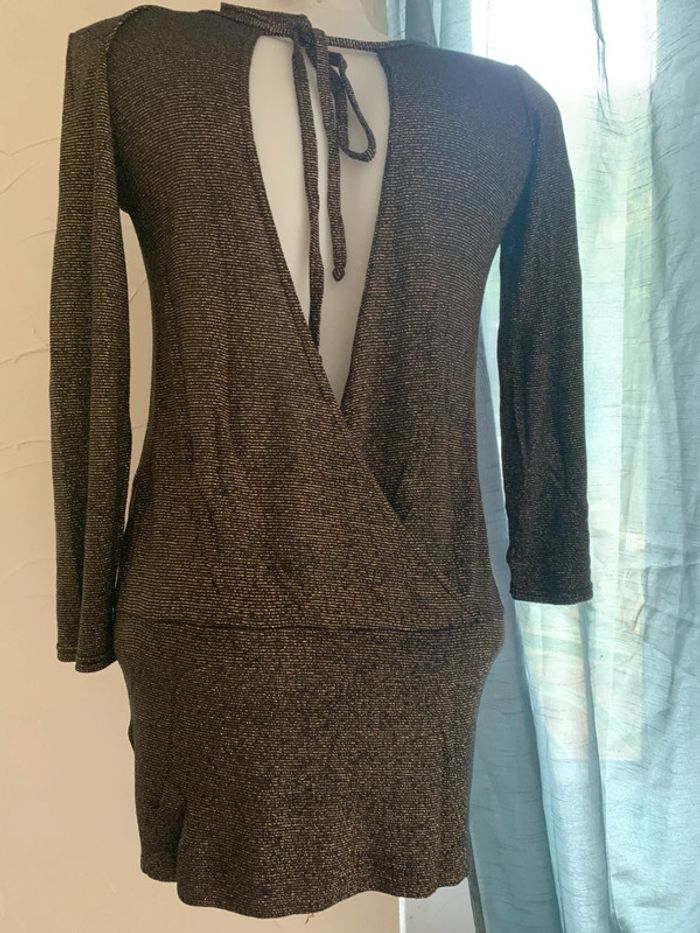 Pull Sister dos nus taille XS-S brillant doré - photo numéro 2
