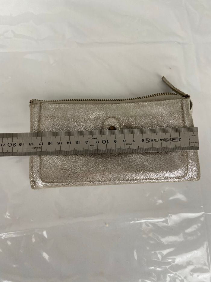 Portefeuille / Pochette Lollipops Atelier - Cuir Irisé Champagne / Argent - photo numéro 8