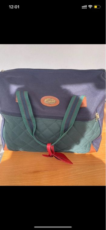Sac de Voyage Vintage Steltman - Style Week-ender - Bleu et Vert
