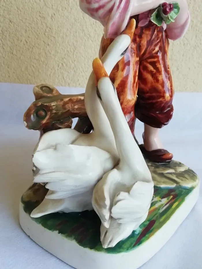 Scultura antica bimbo con cigni firmata Carlo Mollica - photo numéro 2
