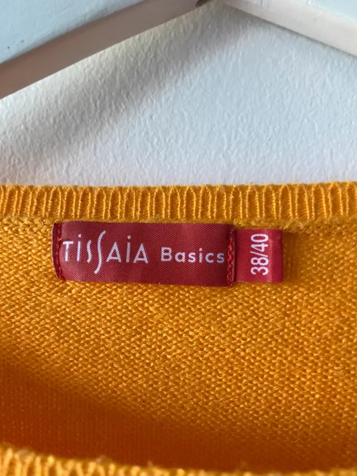 Pull Tisaia 38/40 Marinière orange et blanche - photo numéro 3
