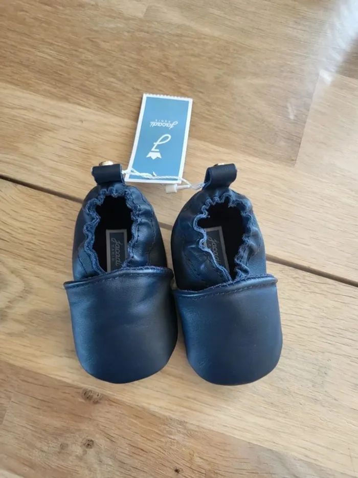 Chaussons semelle souple Jacadi 17 marine en cuir