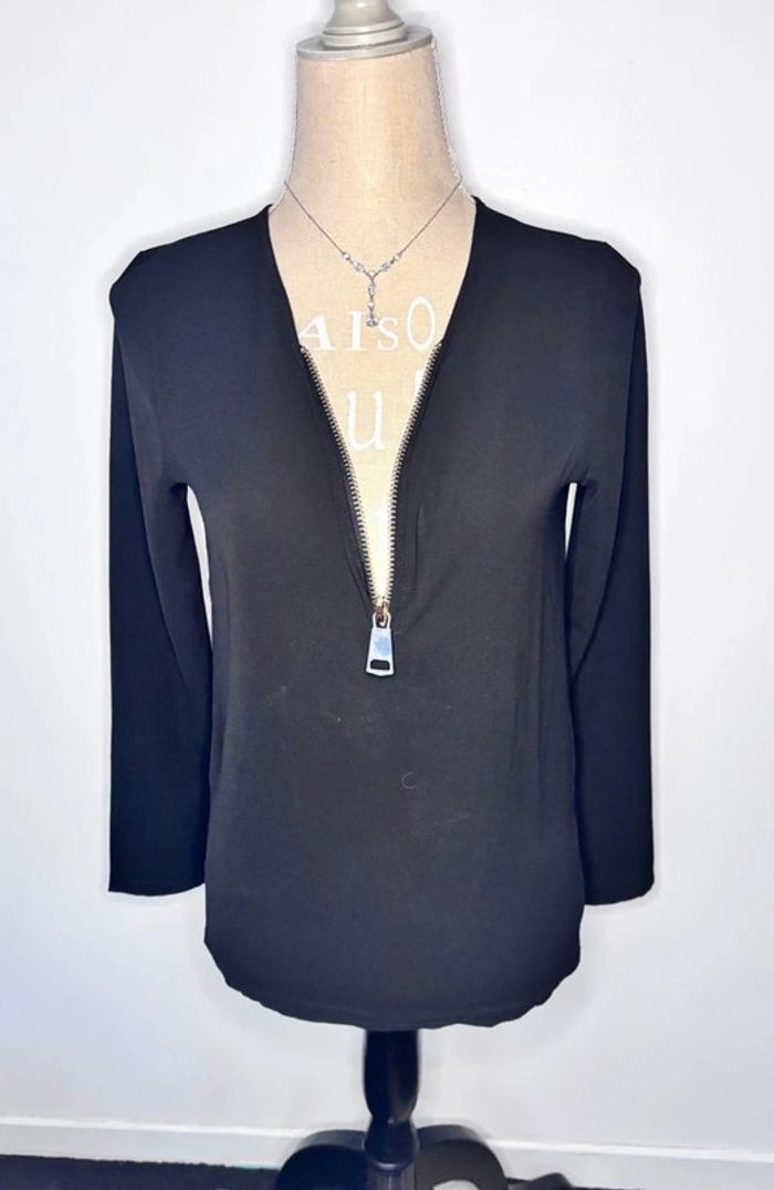 🌸 blouse noire fluide avec fermeture éclaire #rptamar - photo numéro 3