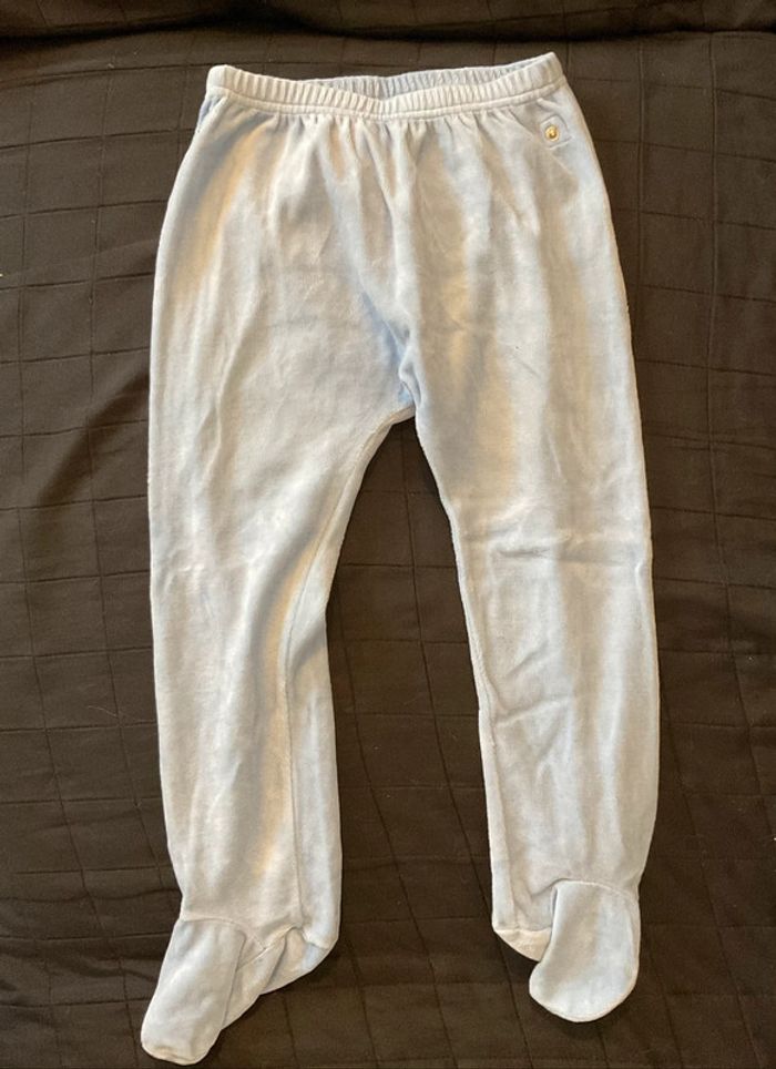 Pantalon de pyjama avec pied en velours, bleu 3 ans