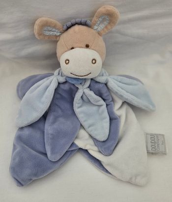 Doudou marionnette cheval / âne pétales bleu collector