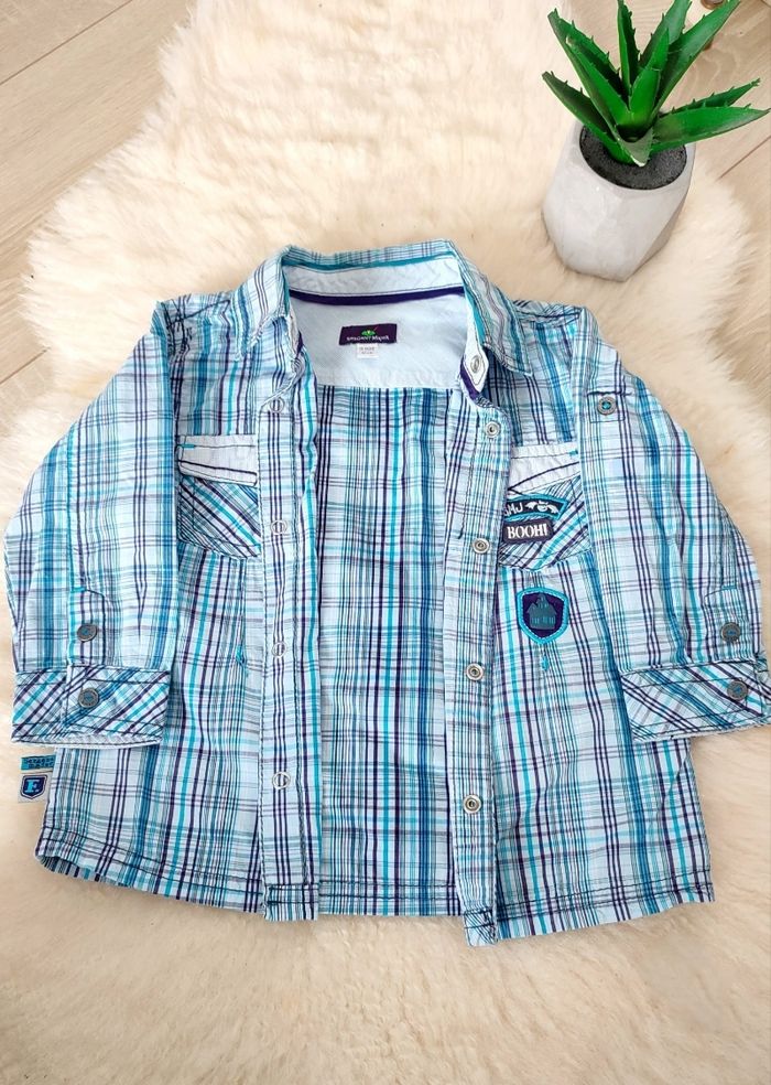 Joli chemise quadrillée beau bleu - photo numéro 2