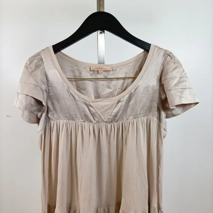 Robe courte en effet soie beige – Sandro – Taille 2 (M)A822 - photo numéro 2