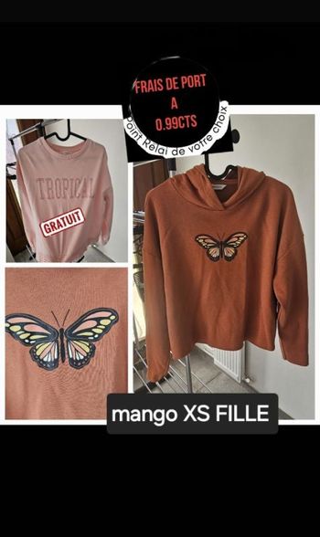 Pull sweat a capuche xs fille / femme / adolescente mango