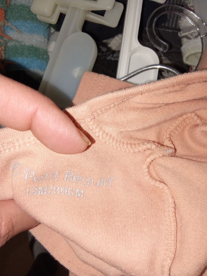 Combinaison, pyjamas petit béguin bébé fille 12 mois, saumon, blanc, motif, mi saison - photo numéro 5