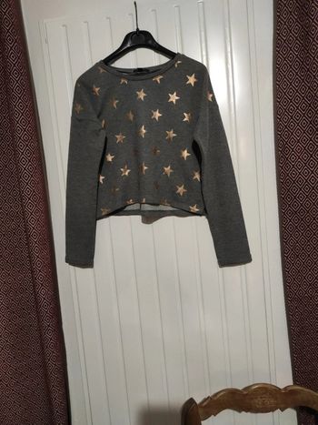 Sweat court fille gris Kiabi taille xs