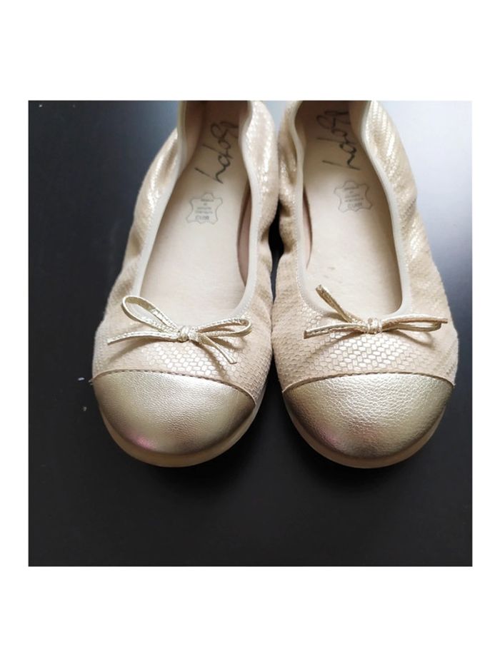Ballerines chic en cuir doré Bopy pointure 33 - photo numéro 3