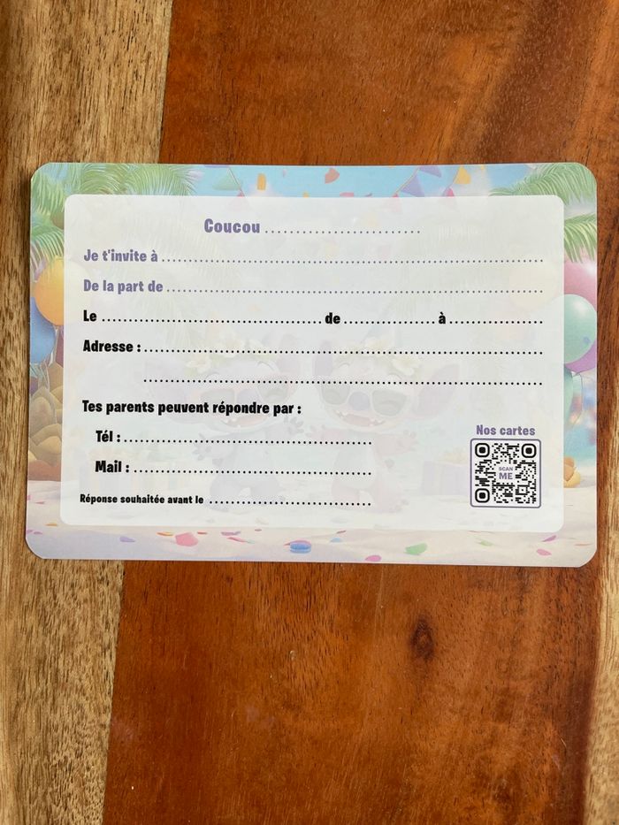 Lot cartes d’invitation avec enveloppe Stitch - photo numéro 3