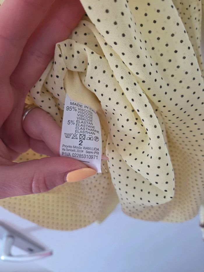 Tunique femme fluide à ceinture jaune motifs pois TBE taille 2 - photo numéro 3