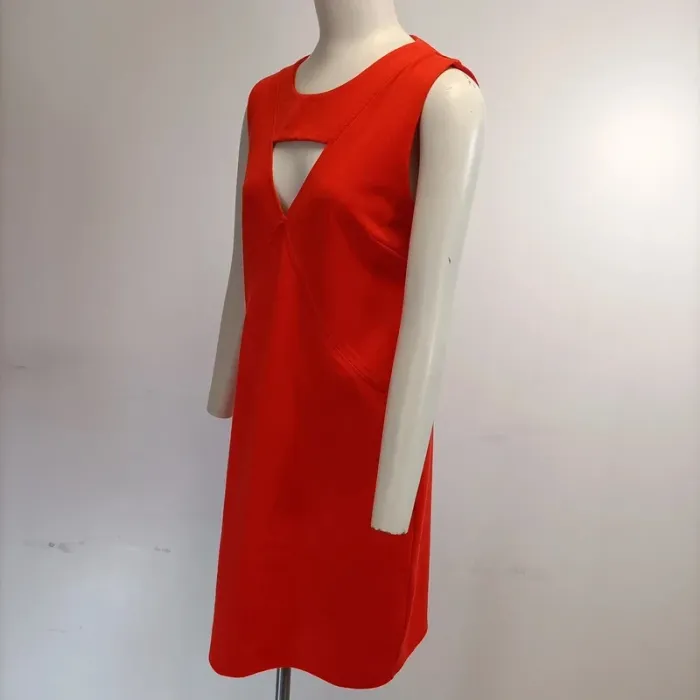 Robe découpe décolleté Zara M Rouge orangé, robe de soirée moulante - photo numéro 2