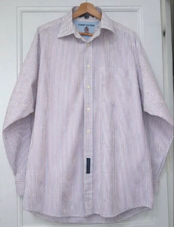 Chemise Tommy Hilfiger homme rayée rouge/bleu – 100% coton – Taille L