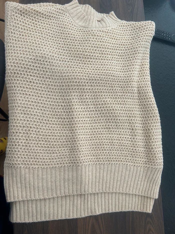 Pull grosse maille beige marron clair TU - photo numéro 2