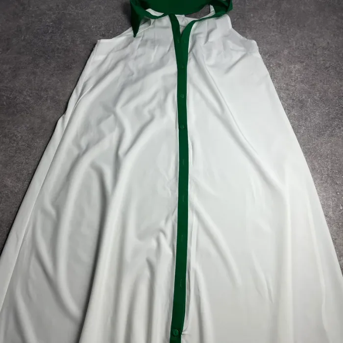 Robe longue élégante blanche et verte 💚 fente tendance – Taille 38 - photo numéro 4