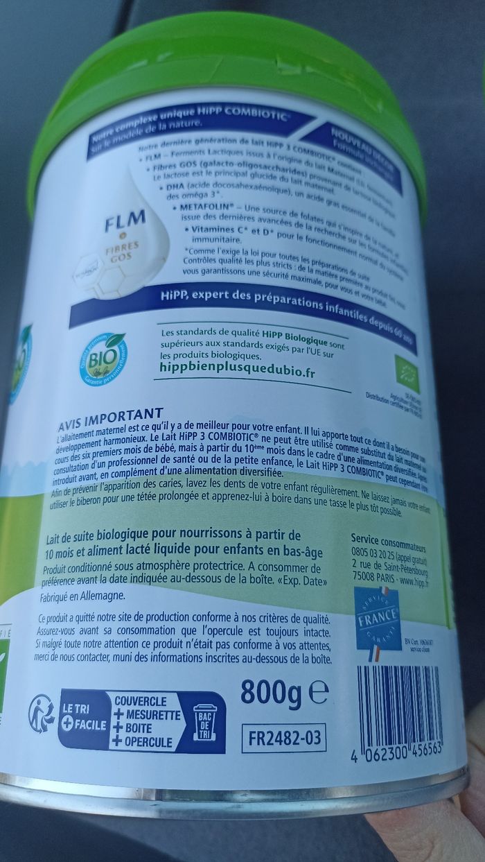 Lait en poudre 3eme âge hipp biologique combiotic - photo numéro 4