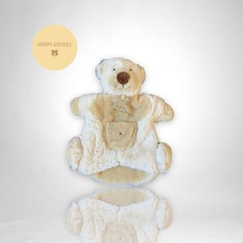 Doudou Peluche Marionnette Ours blanc et beige histoire d'ours DP212