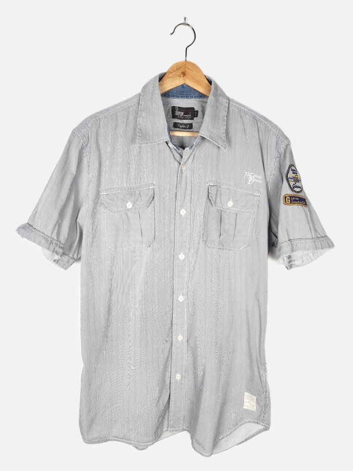 Chemise Garcia à Rayures Bleu Manches Courtes - Taille XL Regular Fit