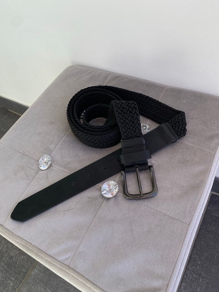 Ceinture en cuir noir Brice ajustable grande taille