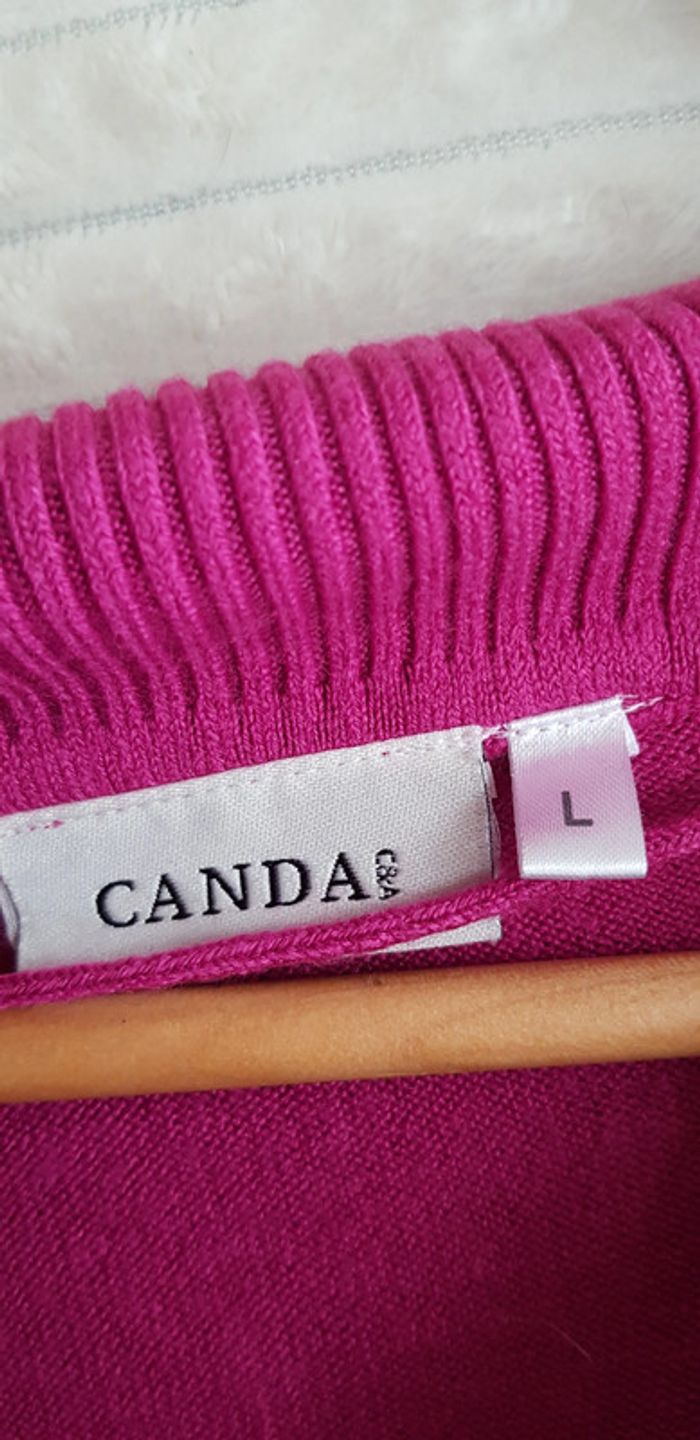 Pull large colle roulé sans Manche Rose - photo numéro 2