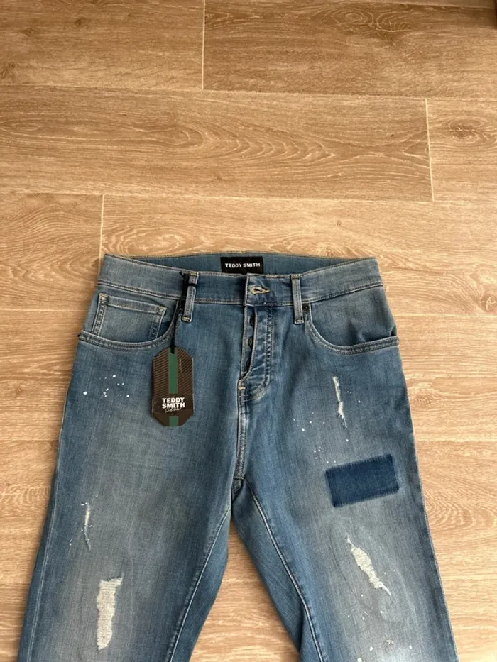Jeans Teddy Smith bleu destroy 36-38 (S) - photo numéro 2