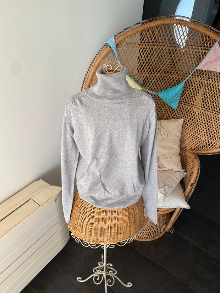 Pull Okaidi maille à col roulé gris taille 14 ans - photo numéro 3