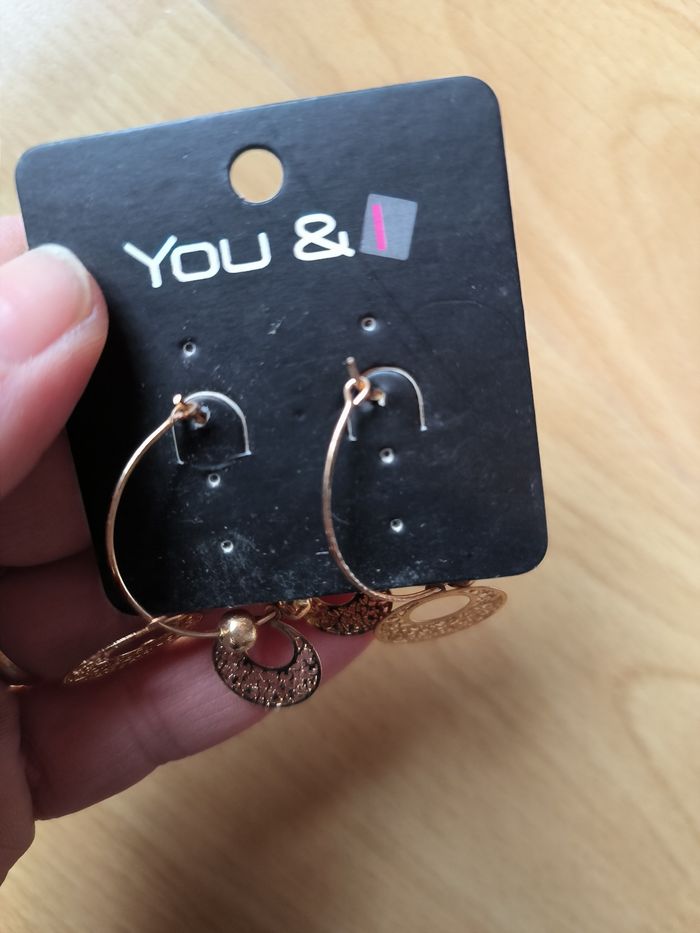 Boucles d'oreilles dorées You&I - photo numéro 3