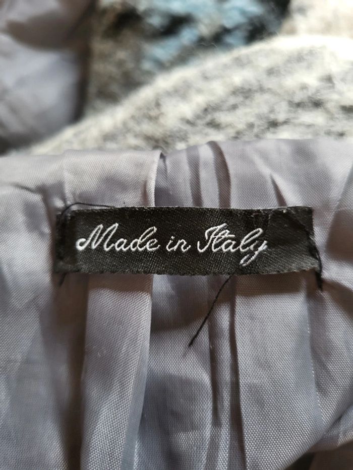 Manteau en laine à carreaux blanc et bleu - Made in Italy - photo numéro 13