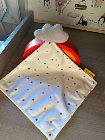 doudou Aubert Concept Nuage Gris Blanc Pois Jaune Vert Bleu