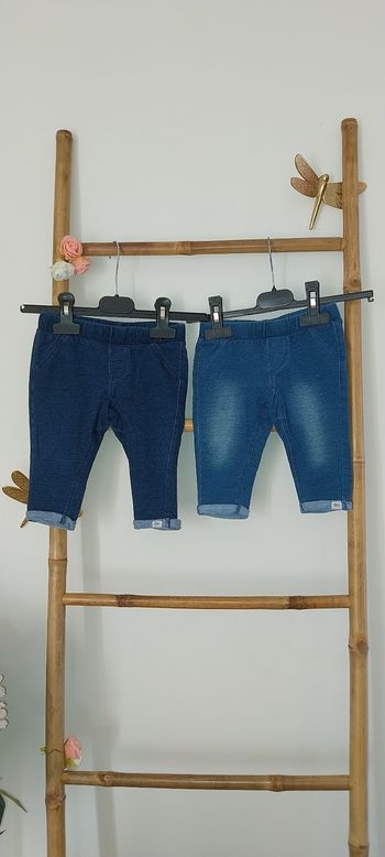 Lot / Duo jeggings denim bleu brut et moyen excellent état 3/6 mois