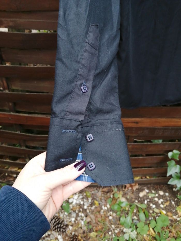 Chemise noire à carreaux bleus - photo numéro 7