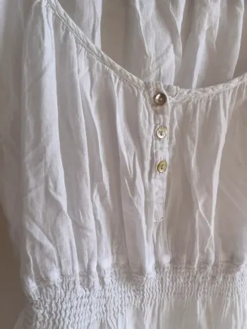 Blouse manches courtes été champêtre blanche Zara