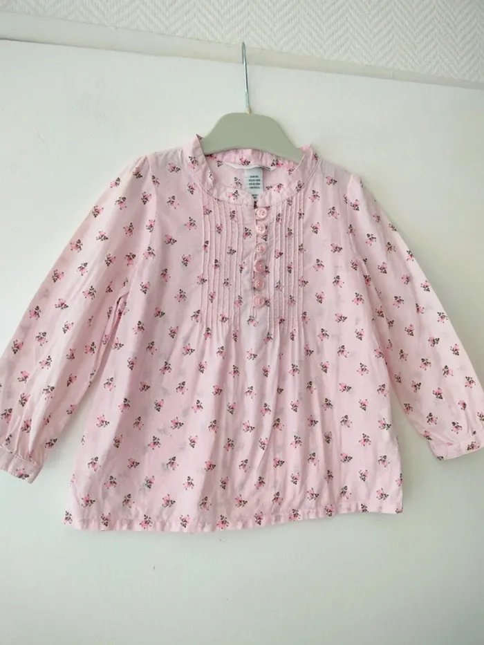 (a) chemise fleurs rose H&M 86cm - photo numéro 4